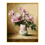 DIY Painting by number kit | Pink flowers on vase