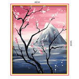 DIY Painting by number kit | Beautiful view of peach tree and mountain