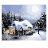 DIY Painting by number kit | Warm cabin in winter