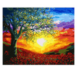 DIY Painting by number kit | Flowers under the setting sun