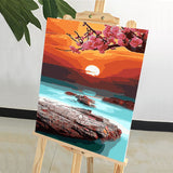 DIY Painting by number kit | Peach Blossom Lake Water Bright Moonlight