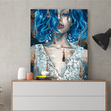 DIY Painting by number kit | Beautiful girl with blue hair