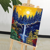 DIY Painting by number kit | Mountain waterfall