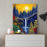 DIY Painting by number kit | Mountain waterfall