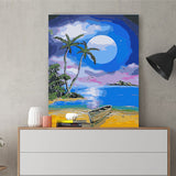 DIY Painting by number kit | The seaside under the big moon