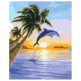 DIY Painting by number kit | Dolphin jumping in the sea
