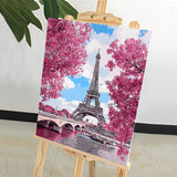 DIY Painting by number kit | The pink beauty of the Eiffel Tower