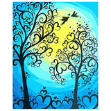 DIY Painting by number kit | Heart shaped tree and love birds