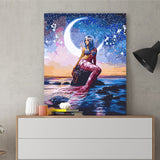 DIY Painting by number kit | Mermaid under the moonlight
