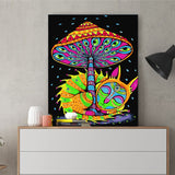 DIY Painting by number kit | Chameleon under the abstract mushroom