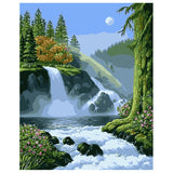 DIY Painting by number kit | Mountain waterfall scenery