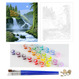 DIY Painting by number kit | Mountain waterfall scenery