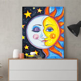 DIY Painting by number kit | The combination of half moon and half sun
