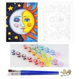 DIY Painting by number kit | The combination of half moon and half sun