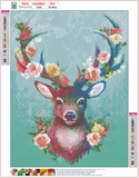 Full Diamond Painting kit - Flowers on deer antlers