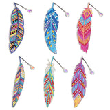 6 Pcs DIY Feather Diamond Painting Bookmark