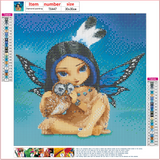 Full Diamond Painting kit - Butterfly Elf and owl