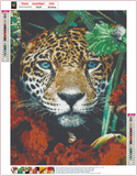 Full Diamond Painting kit - Leopard on the flowers