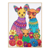 Crystal Rhinestone Diamond Painting Ki - Dog family - Hibah-Diamond painting art studio