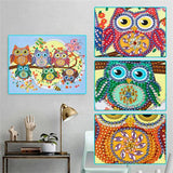 Crystal Rhinestone Diamond Painting Ki - Owl - Hibah-Diamond painting art studio