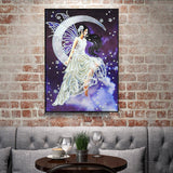 Crystal Rhinestone Diamond Painting Kit - Beautiful Elf on the moon - Hibah-Diamond painting art studio