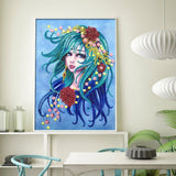 Crystal Rhinestone Diamond Painting Kit - Beautiful woman with blue hair - Hibah-Diamond painting art studio