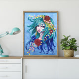 Crystal Rhinestone Diamond Painting Kit - Beautiful woman with blue hair - Hibah-Diamond painting art studio