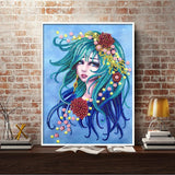 Crystal Rhinestone Diamond Painting Kit - Beautiful woman with blue hair - Hibah-Diamond painting art studio