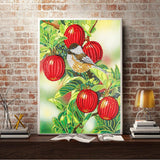 Crystal Rhinestone Diamond Painting Kit - Bird and red fruits - Hibah-Diamond painting art studio