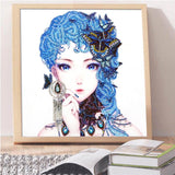 Crystal Rhinestone Diamond Painting Kit - Blue Hair Girl - Hibah-Diamond painting art studio