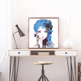 Crystal Rhinestone Diamond Painting Kit - Blue Hair Girl - Hibah-Diamond painting art studio