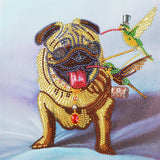 Crystal Rhinestone Diamond Painting Kit - Bulldog Dog and Hummingbird