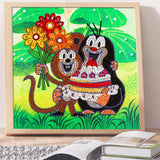 Crystal Rhinestone Diamond Painting Kit - Cartoon monkey and penguin - Hibah-Diamond painting art studio