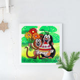 Crystal Rhinestone Diamond Painting Kit - Cartoon monkey and penguin - Hibah-Diamond painting art studio