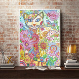 Crystal Rhinestone Diamond Painting Kit - Cat in the flowers - Hibah-Diamond painting art studio