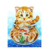 Crystal Rhinestone Diamond Painting Kit - Cat on glass bottle - Hibah-Diamond painting art studio