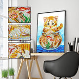 Crystal Rhinestone Diamond Painting Kit - Cat on glass bottle - Hibah-Diamond painting art studio