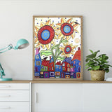 Crystal Rhinestone Diamond Painting Kit - City and Sunflower - Hibah-Diamond painting art studio