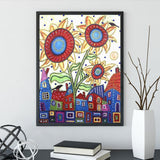 Crystal Rhinestone Diamond Painting Kit - City and Sunflower - Hibah-Diamond painting art studio