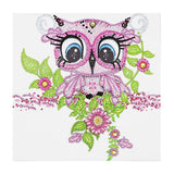 Crystal Rhinestone Diamond Painting Kit - Cute pink owl - Hibah-Diamond painting art studio