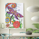 Crystal Rhinestone Diamond Painting Kit - Dragonfly Flower - Hibah-Diamond painting art studio