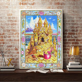 Crystal Rhinestone Diamond Painting Kit -Gold Castle (16x20inch) - Hibah-Diamond painting art studio