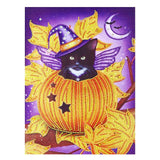 Crystal Rhinestone Diamond Painting Kit - Halloween Pumpkin and Black Cat - Hibah-Diamond painting art studio