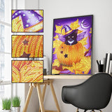Crystal Rhinestone Diamond Painting Kit - Halloween Pumpkin and Black Cat - Hibah-Diamond painting art studio