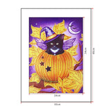 Crystal Rhinestone Diamond Painting Kit - Halloween Pumpkin and Black Cat - Hibah-Diamond painting art studio