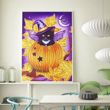 Crystal Rhinestone Diamond Painting Kit - Halloween Pumpkin and Black Cat - Hibah-Diamond painting art studio