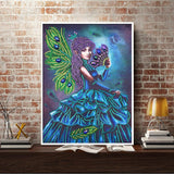 Crystal Rhinestone Diamond Painting Kit - Peacock Dress Girl - Hibah-Diamond painting art studio