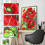 Crystal Rhinestone Diamond Painting Kit | Red flower - Hibah-Diamond?painting art studio