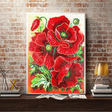 Crystal Rhinestone Diamond Painting Kit | Red flower - Hibah-Diamond?painting art studio