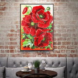 Crystal Rhinestone Diamond Painting Kit | Red flower - Hibah-Diamond?painting art studio